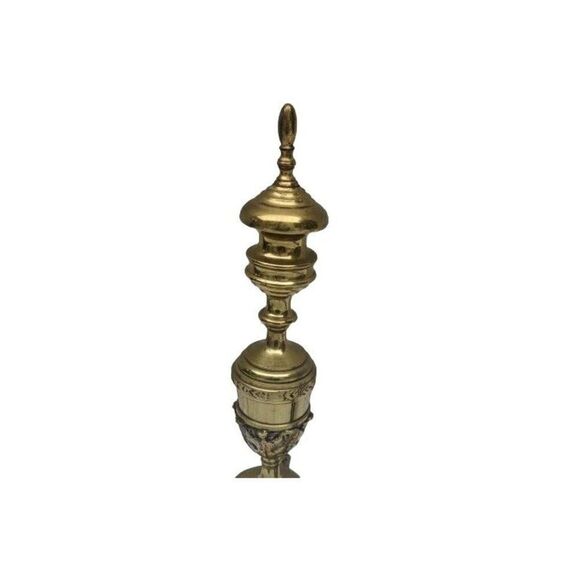Vintage Victorian Fireplace Andirons Solid Brass Ornate - Picture 2 of 5